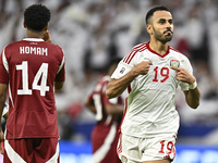 Khaled Aldhanhani (#19) of the United Arab Emirates celebrates after scoring a goal during the qualification 3rd round for the FIFA World Cu...