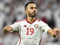 Khaled Aldhanhani (#19) of the United Arab Emirates celebrates after scoring a goal during the qualification 3rd round for the FIFA World Cu...