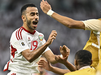 Khaled Aldhanhani (#19) of the United Arab Emirates celebrates after scoring a goal during the qualification 3rd round for the FIFA World Cu...