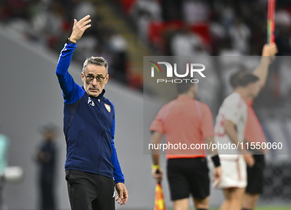 Head coach of the United Arab Emirates, Paulo Bento, reacts during the qualification 3rd round for the FIFA World Cup 2026 group A match bet...