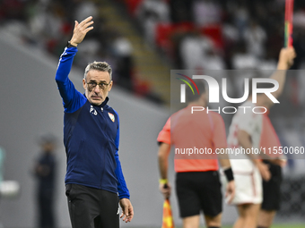 Head coach of the United Arab Emirates, Paulo Bento, reacts during the qualification 3rd round for the FIFA World Cup 2026 group A match bet...