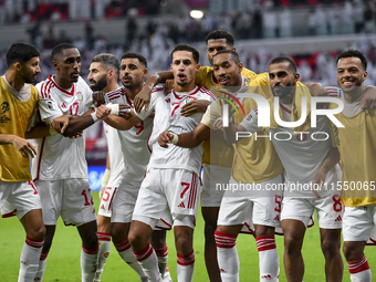 Ali Saleh Amro (#7) of the United Arab Emirates celebrates after scoring a goal during the qualification 3rd round for the FIFA World Cup 20...