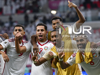 Ali Saleh Amro (#7) of the United Arab Emirates celebrates after scoring a goal during the qualification 3rd round for the FIFA World Cup 20...