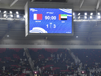 The scoreboard after the qualification 3rd round for the FIFA World Cup 2026 group A match between Qatar and United Arab Emirates at Ahmad B...