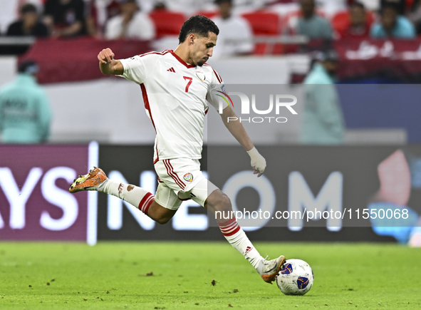 Ali Saleh Amro (#7) of the United Arab Emirates during the qualification 3rd round for the FIFA World Cup 2026 group A match between Qatar a...