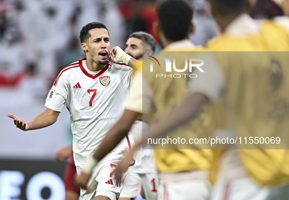 Ali Saleh Amro (#7) of the United Arab Emirates celebrates after scoring a goal during the qualification 3rd round for the FIFA World Cup 20...