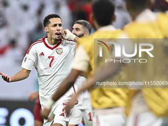 Ali Saleh Amro (#7) of the United Arab Emirates celebrates after scoring a goal during the qualification 3rd round for the FIFA World Cup 20...