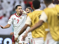 Ali Saleh Amro (#7) of the United Arab Emirates celebrates after scoring a goal during the qualification 3rd round for the FIFA World Cup 20...