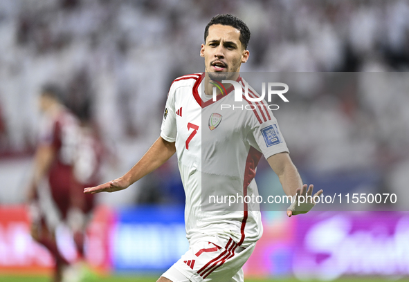 Ali Saleh Amro (#7) of the United Arab Emirates celebrates after scoring a goal during the qualification 3rd round for the FIFA World Cup 20...