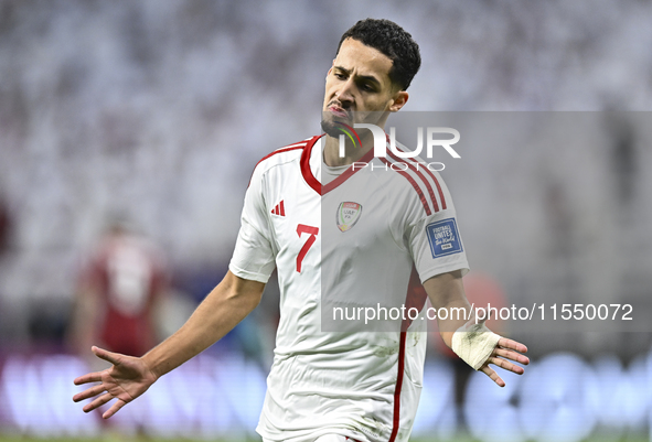 Ali Saleh Amro (#7) of the United Arab Emirates celebrates after scoring a goal during the qualification 3rd round for the FIFA World Cup 20...