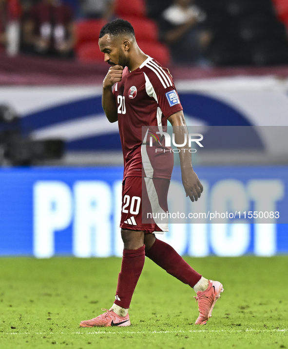 Yahya Alghassani of Qatar reacts after the qualification 3rd round for the FIFA World Cup 2026 group A match between Qatar and United Arab E...