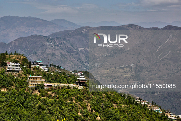 Mountainous landscape in Mussoorie, Uttarakhand, India, on April 18, 2024. 