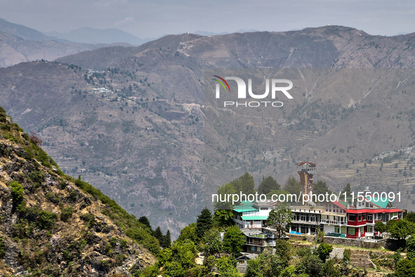 Mountainous landscape in Mussoorie, Uttarakhand, India, on April 18, 2024. 