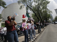 Judiciary workers block the streets near the Senate of Mexico, blocking access to legislators, while demonstrating to protest against the Ju...