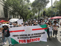 Judiciary workers block the streets near the Senate of Mexico, blocking access to legislators, while demonstrating to protest against the Ju...