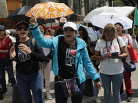 Judiciary workers block the streets near the Senate of Mexico, blocking access to legislators, while demonstrating to protest against the Ju...