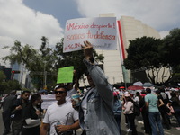 Judiciary workers block the streets near the Senate of Mexico, blocking access to legislators, while demonstrating to protest against the Ju...