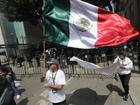 Judiciary workers block the streets near the Senate of Mexico, blocking access to legislators, while demonstrating to protest against the Ju...