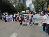 Judiciary workers block the streets near the Senate of Mexico, blocking access to legislators, while demonstrating to protest against the Ju...