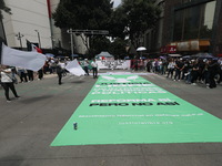 Judiciary workers block the streets near the Senate of Mexico, blocking access to legislators, while demonstrating to protest against the Ju...