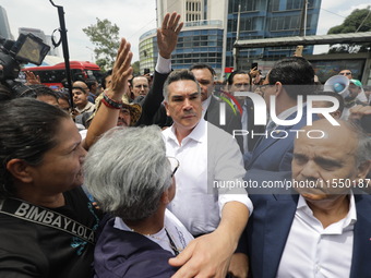 Alejandro Moreno Cardenas, National President of the Partido Revolucionario Institucional (PRI), arrives at the Mexican Senate while judicia...