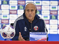 Qatar team head coach Marquez Lopez attends a press conference after the qualification 3rd round for the FIFA World Cup 2026 group A match b...