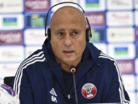 Qatar team head coach Marquez Lopez attends a press conference after the qualification 3rd round for the FIFA World Cup 2026 group A match b...