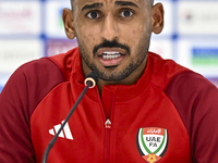 United Arab Emirates player Harib Abdalla Almusharrkh attends a press conference after the qualification 3rd round for the FIFA World Cup 20...