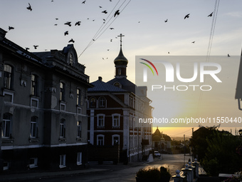 Morning street view in Pochaiv, Ukraine, on September 4, 2024 (