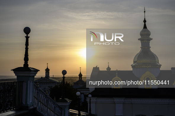 View of the Orthodox Holy Dormition Pochayiv Lavra in Pochaiv, Ukraine, on September 4, 2024 