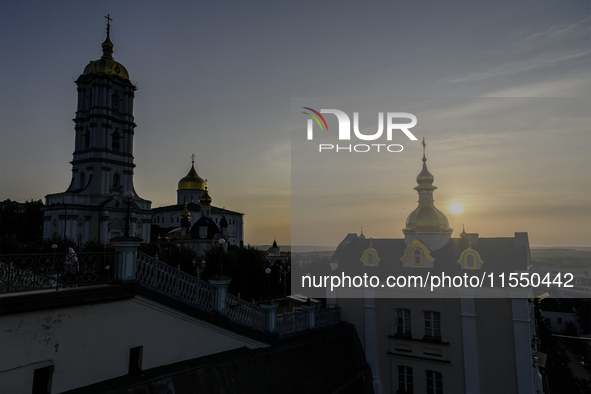 View of the Orthodox Holy Dormition Pochayiv Lavra in Pochaiv, Ukraine, on September 4, 2024 