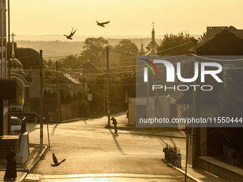 Morning street view in Pochaiv, Ukraine, on September 4, 2024 (