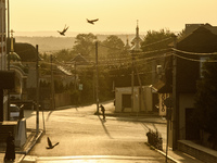 Morning street view in Pochaiv, Ukraine, on September 4, 2024 (