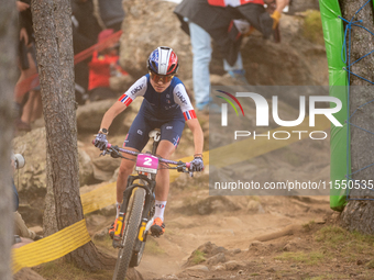 Olivia Onesti of France competes in the UCI Mountain Bike World Championships Women Under 23 in Pal Arinsal, Andorra, on August 31, 2024. (