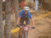 Valentina Corvi of Italy participates in the UCI Mountain Bike World Championships Women Under 23 in Pal Arinsal, Andorra, on August 31, 202...