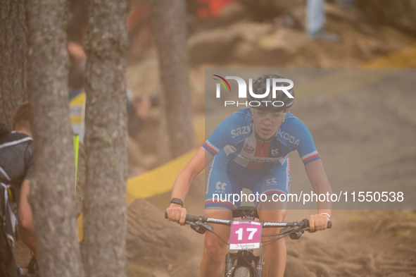 Simona Spfo?+Na of the Czech Republic participates in the UCI Mountain Bike World Championships Women Under 23 in Pal Arinsal, Andorra, on A...