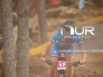 Simona Spfo?+Na of the Czech Republic participates in the UCI Mountain Bike World Championships Women Under 23 in Pal Arinsal, Andorra, on A...