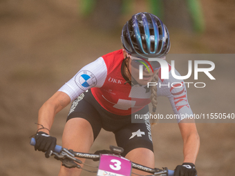 Ginia Caluori of Switzerland competes in the UCI Mountain Bike World Championships Women Under 23 in Pal Arinsal, Andorra, on August 31, 202...