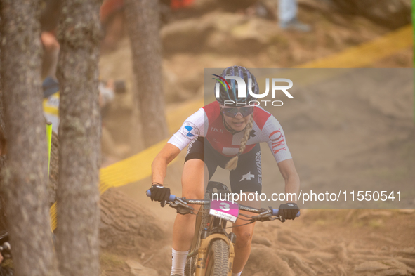 Ginia Caluori of Switzerland competes in the UCI Mountain Bike World Championships Women Under 23 in Pal Arinsal, Andorra, on August 31, 202...