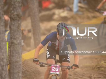 Sofia Waite of the USA competes in the UCI Mountain Bike World Championships Women Under 23 in Pal Arinsal, Andorra, on August 31, 2024. (