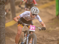 Marta Cano of Spain competes in the UCI Mountain Bike World Championships Women Under 23 in Pal Arinsal, Andorra, on August 31, 2024. (