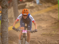 Lauriane Duraffourg of France competes in the UCI Mountain Bike World Championships Women Under 23 in Pal Arinsal, Andorra, on August 31, 20...