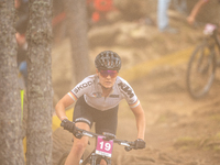 Finja Lipp of Germany participates in the UCI Mountain Bike World Championships Women Under 23 in Pal Arinsal, Andorra, on August 31, 2024....