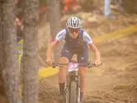 Electa Gallezot of France competes in the UCI Mountain Bike World Championships Women Under 23 in Pal Arinsal, Andorra, on August 31, 2024....