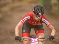 Katharina Sadnik of Austria participates in the UCI Mountain Bike World Championships Women Under 23 in Pal Arinsal, Andorra, on August 31,...