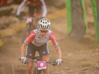 Ana Santos of Portugal competes in the UCI Mountain Bike World Championships Women Under 23 in Pal Arinsal, Andorra, on August 31, 2024. (