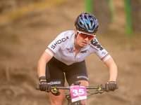 Andrea Kravanja of Germany competes in the UCI Mountain Bike World Championships Women Under 23 in Pal Arinsal, Andorra, on August 31, 2024....