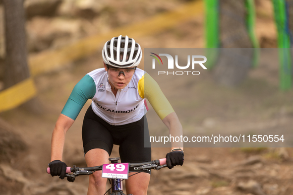 Andrea Schafmann of Mozambike competes in the UCI Mountain Bike World Championships Women Under 23 in Pal Arinsal, Andorra, on August 31, 20...