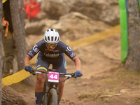 Laura Cagua of Colombia participates in the UCI Mountain Bike World Championships Women Under 23 in Pal Arinsal, Andorra, on August 31, 2024...