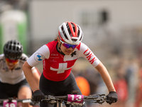 Monique Halter of Switzerland competes in the UCI Mountain Bike World Championships Women Under 23 in Pal Arinsal, Andorra, on August 31, 20...